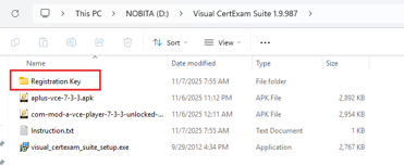 Isi folder Visual CertExam Suite