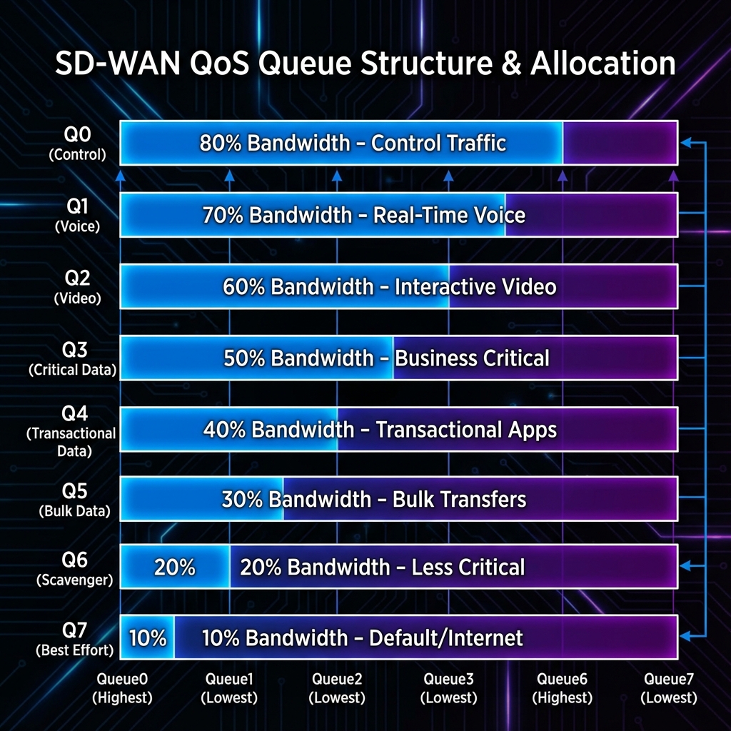 SD-WAN QoS Queue Structure Diagram